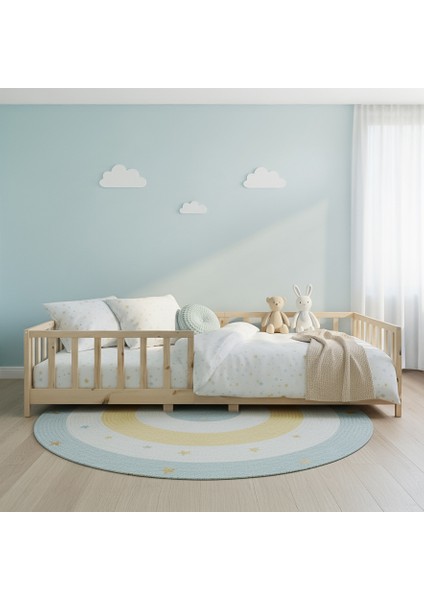 KCB360 Doğal Ahşap Çatılı Dönüştürülebilir Montessori Yatak 120 x 200 cm modelleri