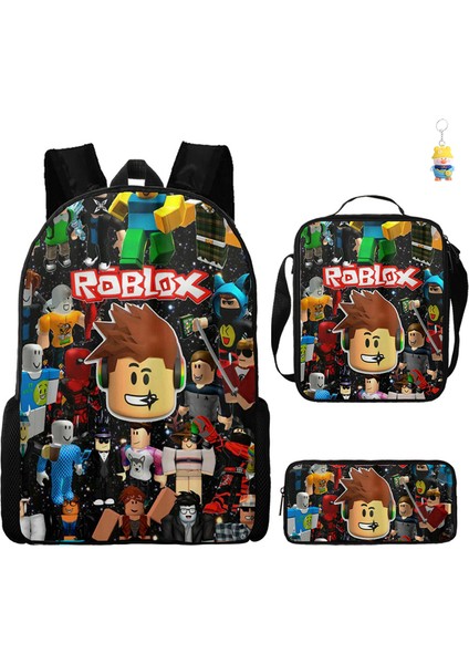 Roblox Öğrenci Okul Çantası Ilkokul ve Ortaokul Öğrencileri Sırt Çantası Üç Parçalı Set (Yurt Dışından)