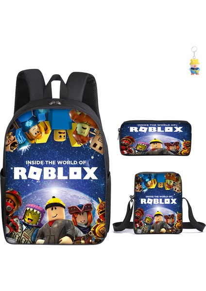 Roblox Öğrenci Okul Çantası Ilkokul ve Ortaokul Öğrencileri Sırt Çantası Üç Parçalı Set (Yurt Dışından)
