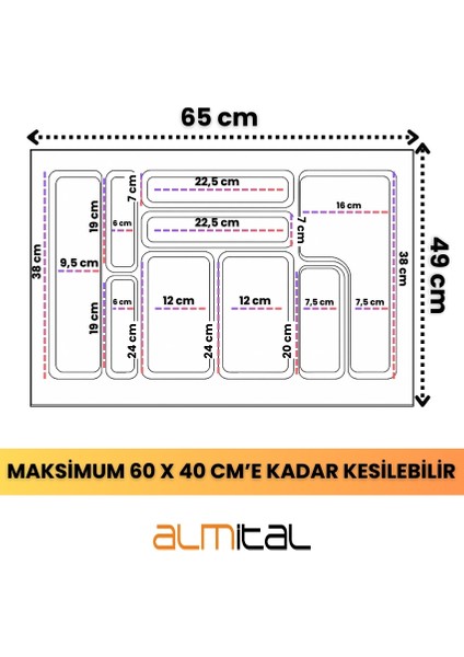 66X49 Cm_gri Plastik Desenli Kaşıklık modelleri
