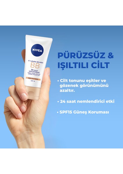 Essentials BB Krem;24 Saat Nemlendirme + Işıltı Açık Ton Gündüz Kremi 50 ml fiyatları