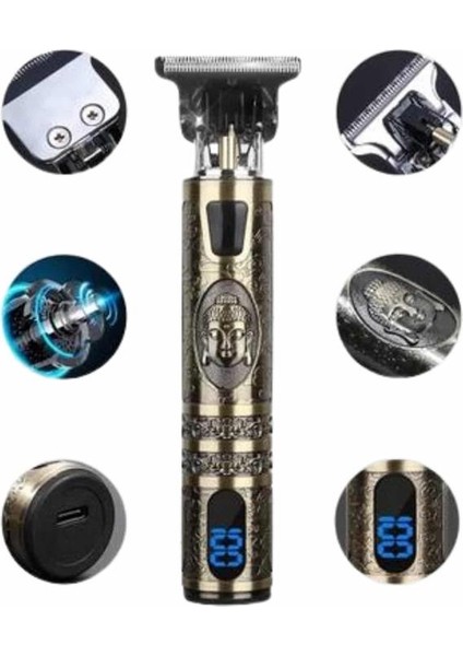 Tıraş Makinesi Saç Sakal Ense Çizim Profesyonel LCD Ekran Paslanmaz Çelik modelleri