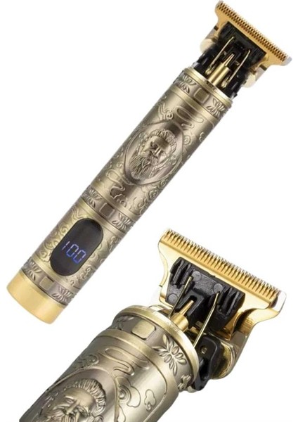 Tıraş Makinesi Saç Sakal Ense Çizim Profesyonel LCD Ekran Paslanmaz Çelik fırsatları