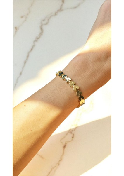 Paslanmaz Çelik Petek Model 14K Gold Bileklik