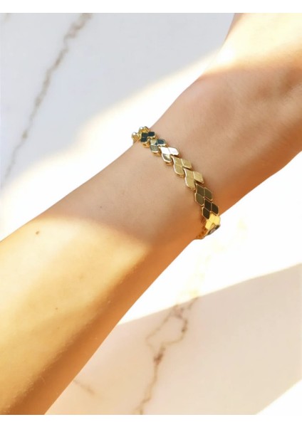 Paslanmaz Çelik Petek Model 14K Gold Bileklik modelleri