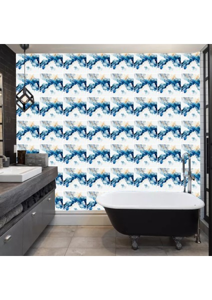 Decohandy 30X30 cm Pvc Duvar Karosu 4'lü Paket - Mavi Desen fiyatları