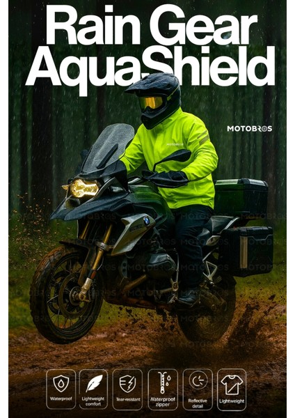 Aquashild Motorcu Yağmurluğu Motosiklet Yağmurluğu Kayak Yürüyüş Su-Rüzgar Geçirmez Yağmurluk Takımı