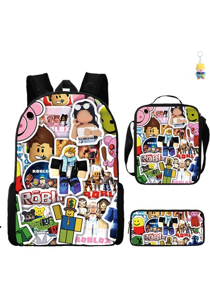 Roblox Öğrenci Okul Çantası Ilkokul ve Ortaokul Öğrencileri Sırt Çantası Üç Parçalı Set (Yurt Dışından)