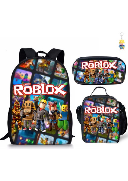Roblox Öğrenci Okul Çantası Ilkokul ve Ortaokul Öğrencileri Sırt Çantası Üç Parçalı Set (Yurt Dışından)