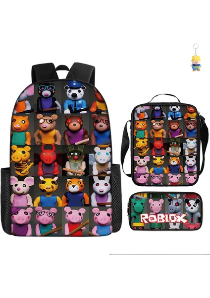 Roblox Öğrenci Okul Çantası Ilkokul ve Ortaokul Öğrencileri Sırt Çantası Üç Parçalı Set (Yurt Dışından)