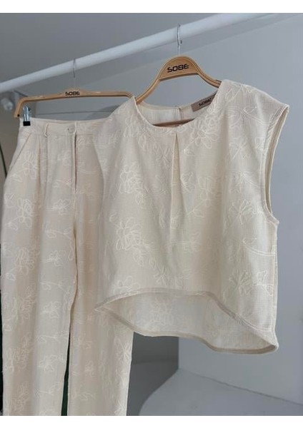 Shalina Süzüne Nakışlı Crop Takım 9796-08