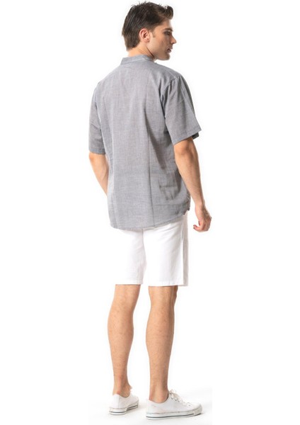 Kısa Kol Şile Bezi Tek Cepli Hakim Yaka Erkek Yazlık Tshirt Gri 3076 fiyatları