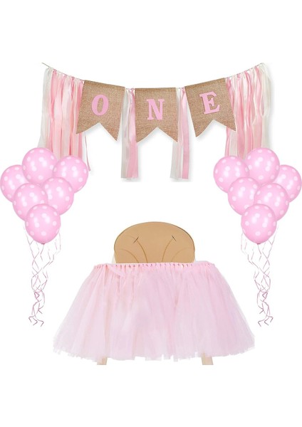 One Pembe Puantiyeli Balon Seti