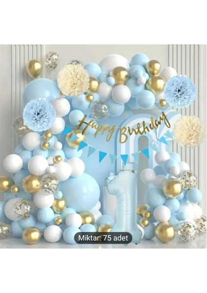 Makaron Mavi Balon Zincir Set