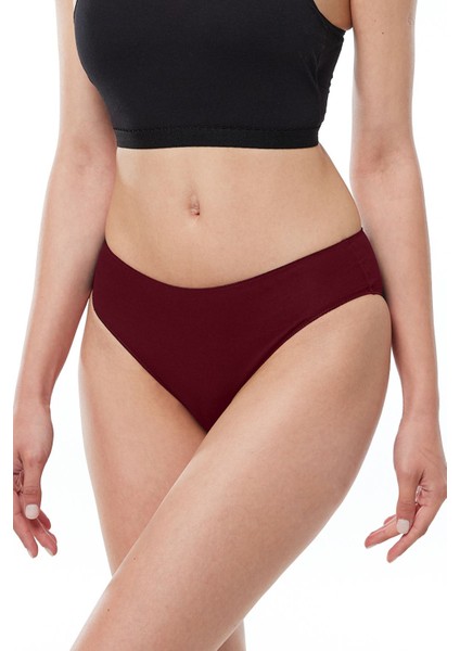 Kadın Bordo 2 li Paket Modal Dar Kalıp Ara Bel Slip Külot 187