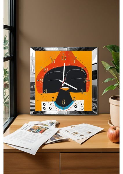 Gümüş Çerçeveli Zamanın Ruh Hali Temalı Dekoratif Mdf Duvar Saati