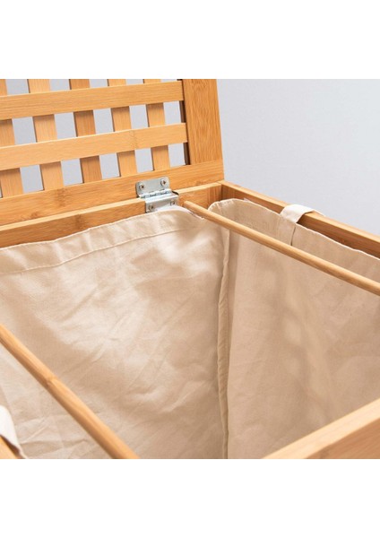 Büyük Boy Ahşap Bambu Kirli Sepeti 45X45X62 fırsatları