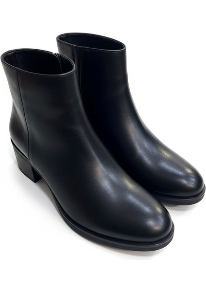 Kadın Iç Dış Hakiki Deri Kalın Topuklu Fermuarlı Bot