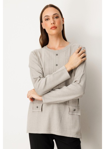 65358 Onteks Düğmeli Kazak