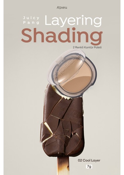 Iki Renkli, Soğuk Alt Tonlu Kontür Paleti A'pıeu Juicy-Pang Layering Shading (02 Cool Layer)