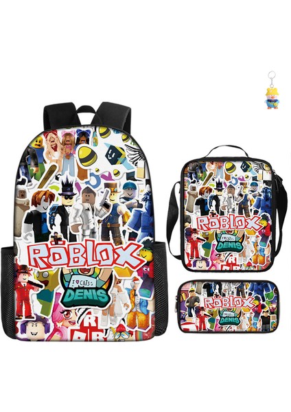 Roblox Öğrenci Okul Çantası Ilkokul ve Ortaokul Öğrencileri Sırt Çantası Üç Parçalı Set (Yurt Dışından)