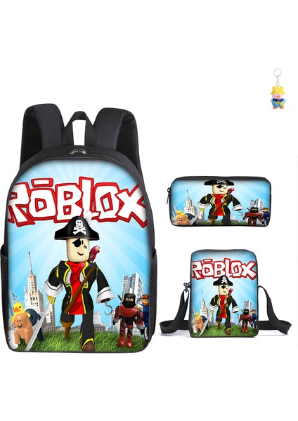 Roblox Öğrenci Okul Çantası Ilkokul ve Ortaokul Öğrencileri Sırt Çantası Üç Parçalı Set (Yurt Dışından)