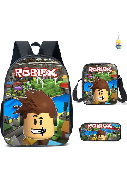 Roblox Öğrenci Okul Çantası Ilkokul ve Ortaokul Öğrencileri Sırt Çantası Üç Parçalı Set (Yurt Dışından)