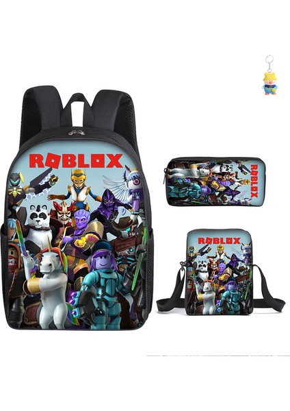 Roblox Öğrenci Okul Çantası Ilkokul ve Ortaokul Öğrencileri Sırt Çantası Üç Parçalı Set (Yurt Dışından)