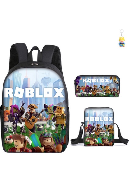 Roblox Öğrenci Okul Çantası Ilkokul ve Ortaokul Öğrencileri Sırt Çantası Üç Parçalı Set (Yurt Dışından)