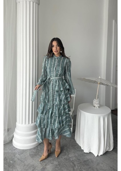 Mint Uzun Volanlı Elbise fiyatları