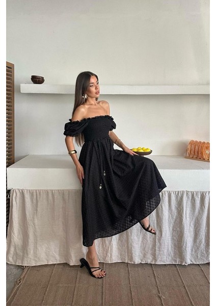 Siyah Gipeli Brode Elbise fırsatları