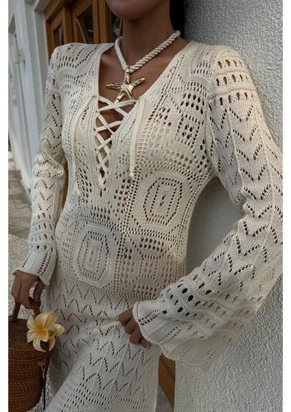 Birit Detaylı Ajurlu Elbise 2838