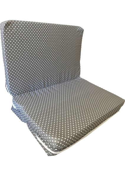 Bebek Yatağı Oyun Parkı Çocuk Yatağı Katlanabilir Sünger Yatak 60X120 4 cm Gri Puantiyeli