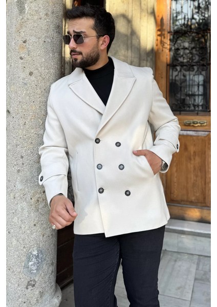 Erkek Iç Astarlı Çift Cepli Kaşe Kaban P-00018435