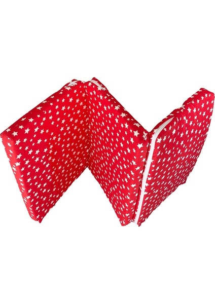Katlanır Çocuk Yatağı Sünger Yatak Çocuk Oyun Minderi 60X120-4 Cm(Kırmızı Yıldız) fiyatları