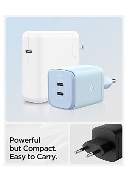 65W Usb-C 2 Port Mini Hızlı Şarj Aleti Pps 2.0 / Isı Düşürücü Gan Iıı Destekli Akım Korumalı Güç Adaptörü iPhone & Android & iPad & MacBook Type-C PE2204 Black - ACH05163 fiyatları
