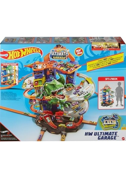 Hw Robotik T-Rex Ultimate Garaj™ Hot Robotik T-Rex Ultimate Garaj, 100'DEN Fazla Aracı Kolayca Saklayabilir GJL14 GJL14 modelleri