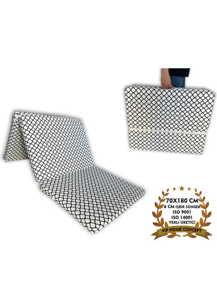 Katlanır Yer Yatağı ve Tek Kişilik Sünger Katlanır Minder Yatak 70X180 cm 6 cm Küçük Alaçatı