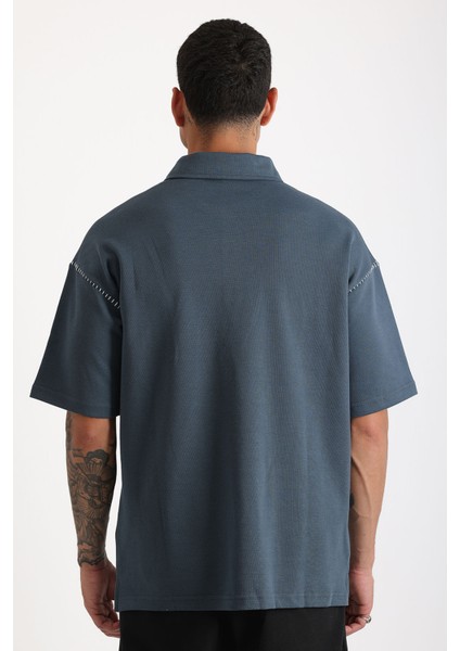 Omuz Çoban Dikiş Detaylı Double Pike Kumaş Loose Fit Erkek Polo Yaka Tişört modelleri