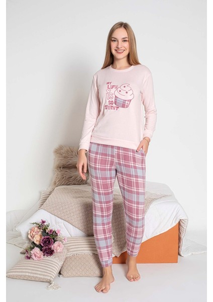 Kadın Bisiklet Yaka Düğmesiz Kışlık Termal Bilek Manşetli Jogger Uzun Kol Cepli Pijama Takımı fırsatları