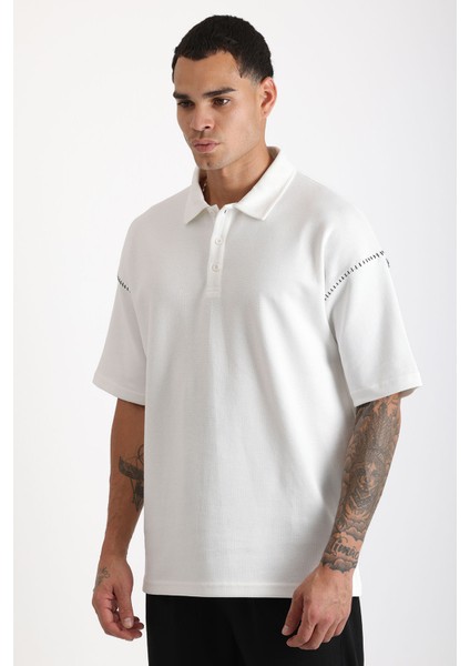 Omuz Çoban Dikiş Detaylı Double Pike Kumaş Loose Fit Erkek Polo Yaka Tişört indirimleri