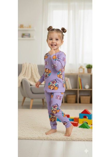 Kız Çocuk Pijama Takımı I Uzun Kollu Rahat Ev Giyim I Pamuklu - Yumuşacık Kız Çocuk Takım