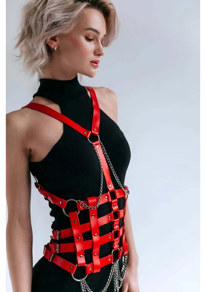 Elbise Üzeri Deri Kemer, Deri Elbise Kemeri, Deri Korse Harness - BRF1072