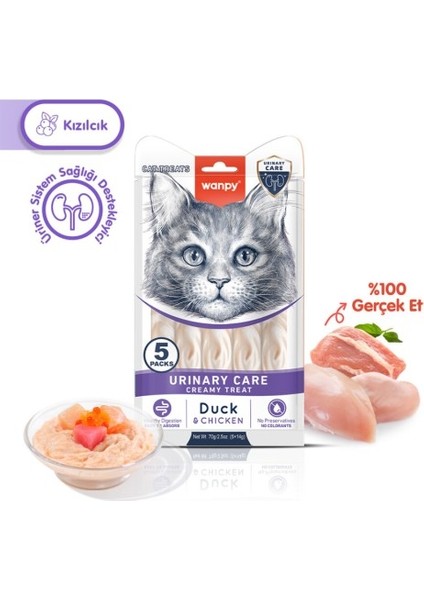 Wanpy Urinary Care Ördek&Tavuk F.Krema Kedi Ödül Maması 5x14gr 4