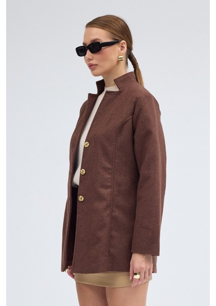 Tasarım Yaka Kısa Boy Kaşe Kaban