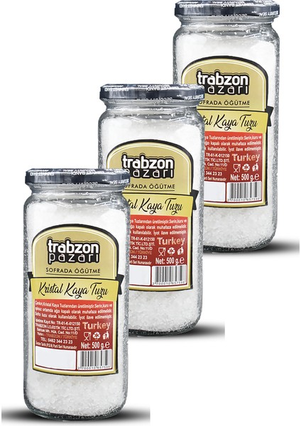 Doğal Refinesiz, Iyotsuz Öğütülmüş Kristal Kaya Tuzu 3x500 gr
