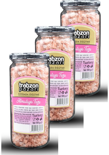 Doğal Rafinesiz, Iyotsuz Kristal Himalaya Tuzu 3x500 gr