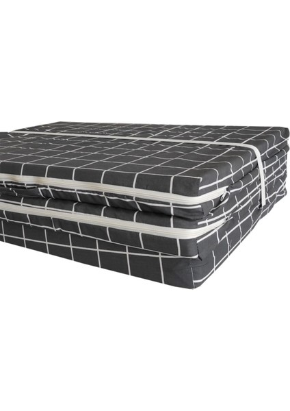 Tek Kişilik Katlanır Yer Yatağı Sünger Yatak Gri Pano 80X180 Cm-6 cm