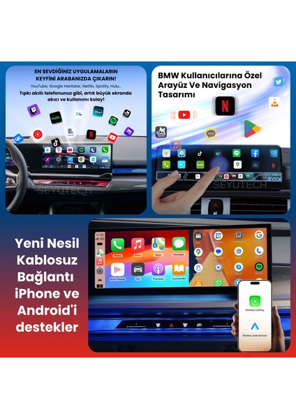 L08 Bmw Için Kablosuz Carplay & Android 8GB+128GB Android 13 Youtube Netflix Video oynatma qualcomm fiyatları