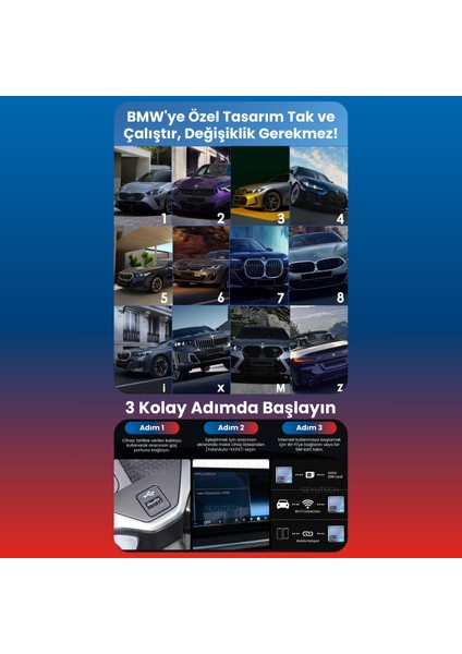 L08 Bmw Için Kablosuz Carplay & Android 8GB+128GB Android 13 Youtube Netflix Video oynatma qualcomm modelleri